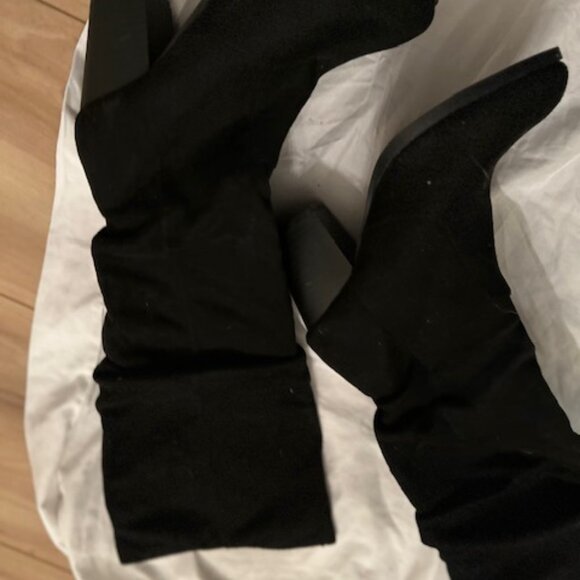 NEW size 51/2 5 1/2  womens black faux leather boots winter fall five half heel - Picture 5 of 5